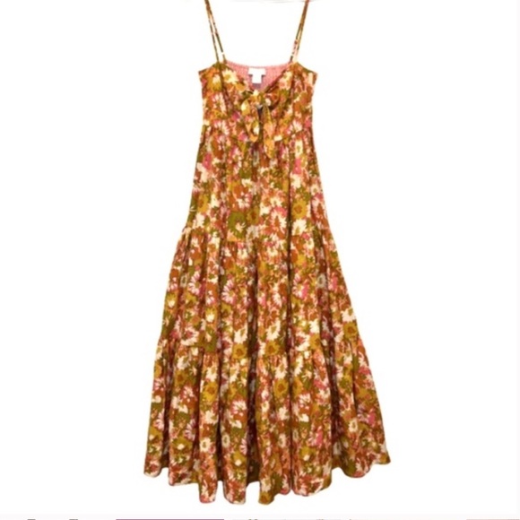 New! House of Harlow 1960 Orange Floral Tiered Maxi Dress | S - Picture 2 of 9